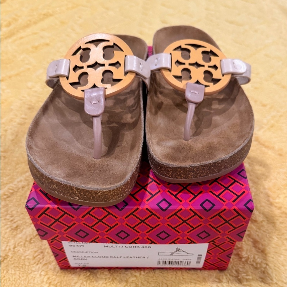Tory Burch Women's Miller Cloud Tan Sandals - Picture 6 of 9